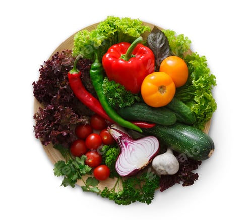 Preview: Fresh vegetable assortment isolated on white