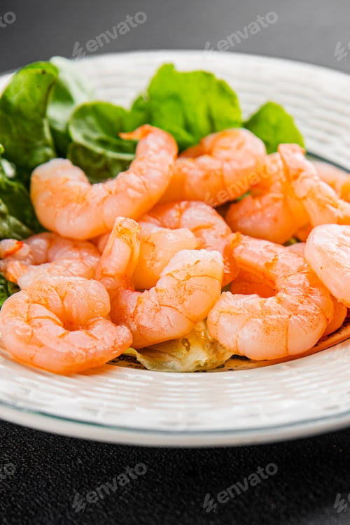 Preview: Shrimp salad prawns seafood fresh pescetarian diet gourmet food background food