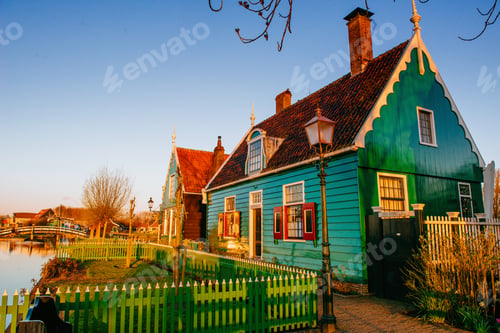 Preview: Comfortable houses at sunset.