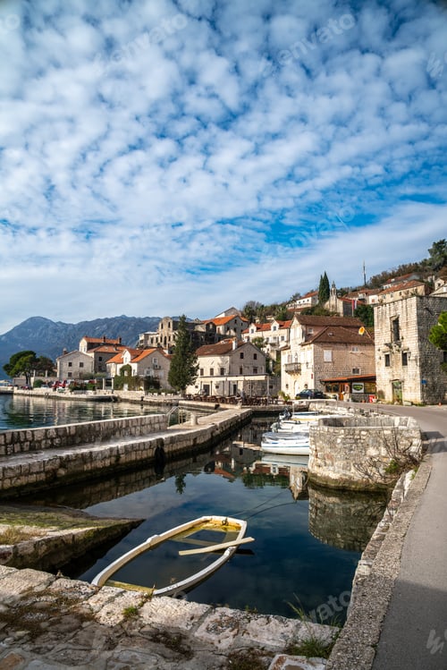 Preview: Scenic view of Perast, Montenegro with mountain views near the wonderful Adriatic Sea
