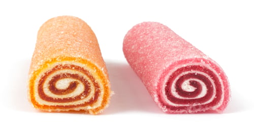 Preview: Delicious colorful marmalade wraps isolated on white background
