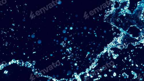 Preview: Blue Water Splash On Dark Background For Abstract Water Freshness Concept