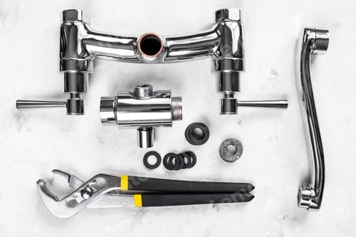 Preview: above view of wrench, faucet, diverter, spout