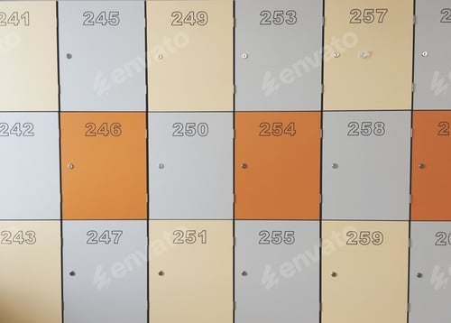 Preview: Multicolored lockers with sequential numbers
