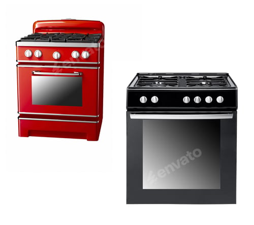 Preview: black and red gas cooker