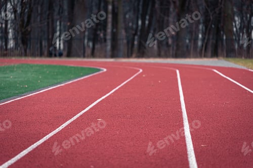 Preview: Close-up texture of a running track in a stadium.