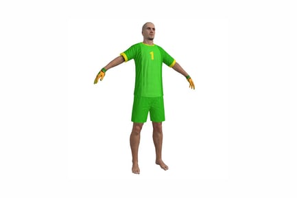 Preview: Soccer player with extended arms and yellow gloves