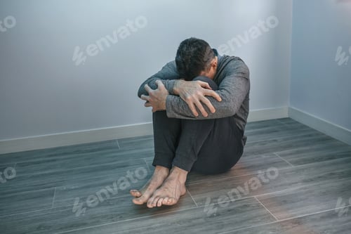 Preview: Unrecognizable desperate man with problems