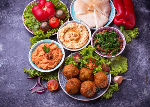 Preview: Selection of Middle eastern or Arabic dishes.