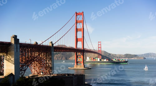 Preview: Contaiiner Ship Golden Gate Bridge San Francisco Bay California