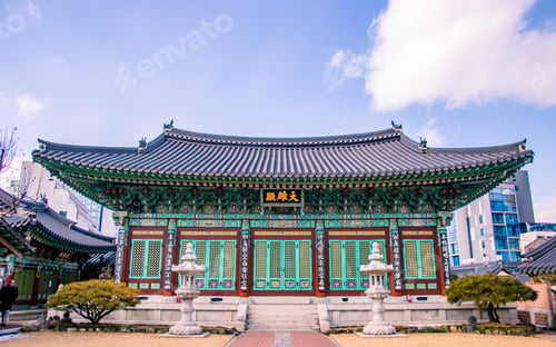 Preview: beautiful traditional architecture of temple at Gwangju, South Korea.