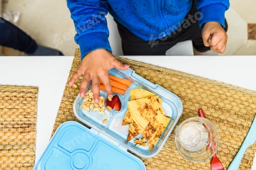 Preview: Healthy lunch of children in a school