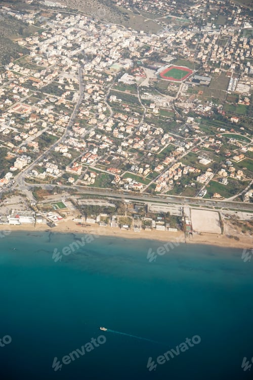 Preview: View from the plane above the Aegean sea, Greece
