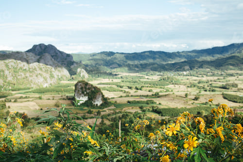 Preview: Landscape. Beautiful sunrise at Phu Lang Ka, Phayao in Thailand