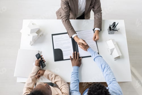 Preview: Overview of handshake of lawyer and client after negotiation
