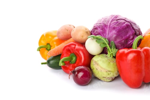 Preview: Composition with ripe vegetables isolated on white background