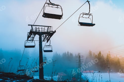 Preview: Ski lift at ski resort in Alps