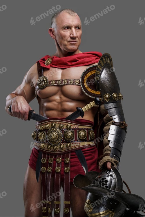 Preview: Handsome mature gladiator with long hair and stylish beard