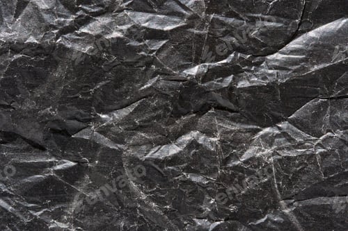 Preview: Textured black crumpled paper background with detailed wrinkles and folds