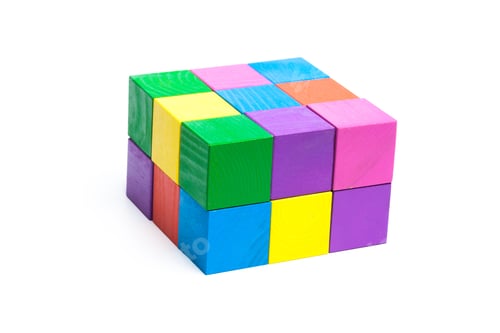 Preview: colored children cubes on white isolated background