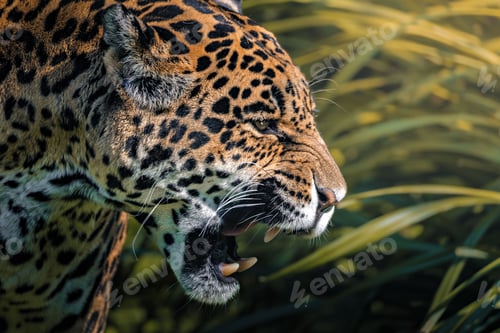 Preview: Close-up of a fierce jaguar in the wild.