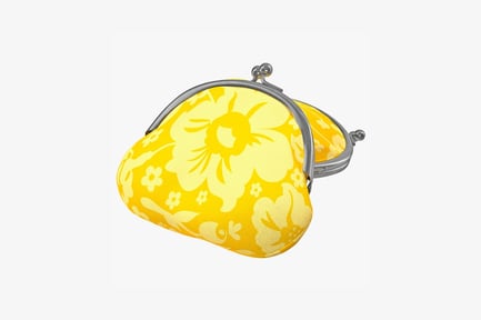 Preview: Small round floral-patterned purse with metal clasp