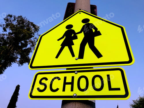 Preview: School zone crossing sign with people