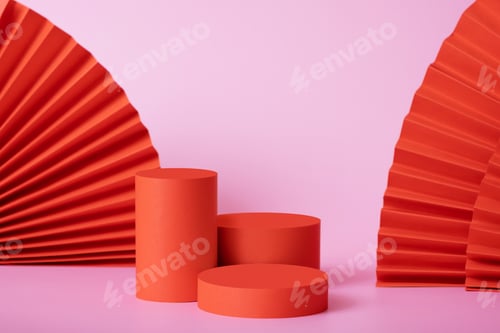 Preview: Mock up red podiums stage or pedestal for your product