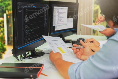 Preview: Developing programming and coding technologies. Website design. Cyber space concept.