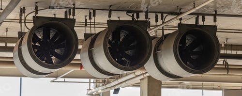 Preview: Fan in modern building Parking in door.