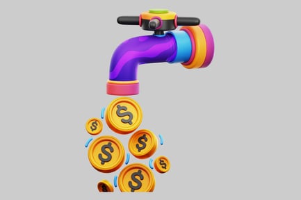 Preview: Cartoon faucet with flowing money