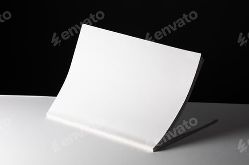 Preview: Composition of half opened book with blank pages on black and white background