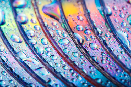 Preview: Colorful, Rainbow, Abstract Background. Water Drops. Condensate. Texture Of Glass. Parallel Lines
