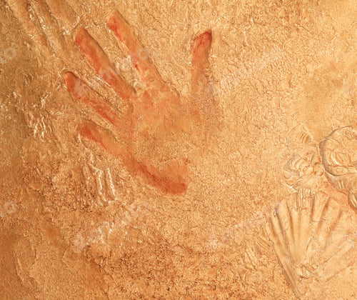 Preview: Red hand print on stone
