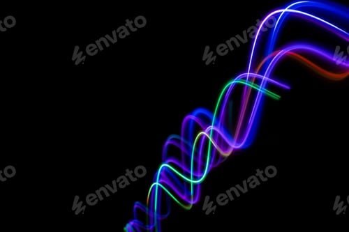 Preview: Neon design elements light glow and flash technology abstract background.