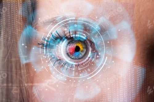 Preview: Future Woman With Cyber Technology Eye Panel Concept