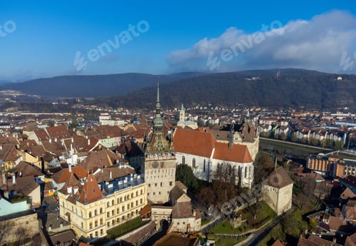 Preview: The medieval fortress of Sighisoara - Romania seen from above