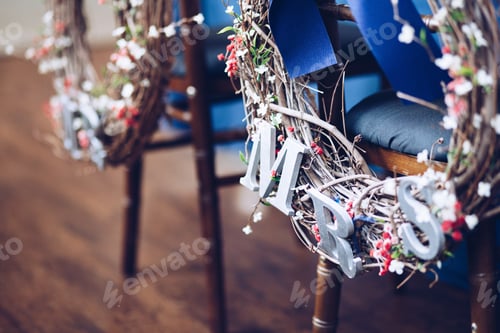 Preview: Wedding details. Mr. and Mrs. wreaths