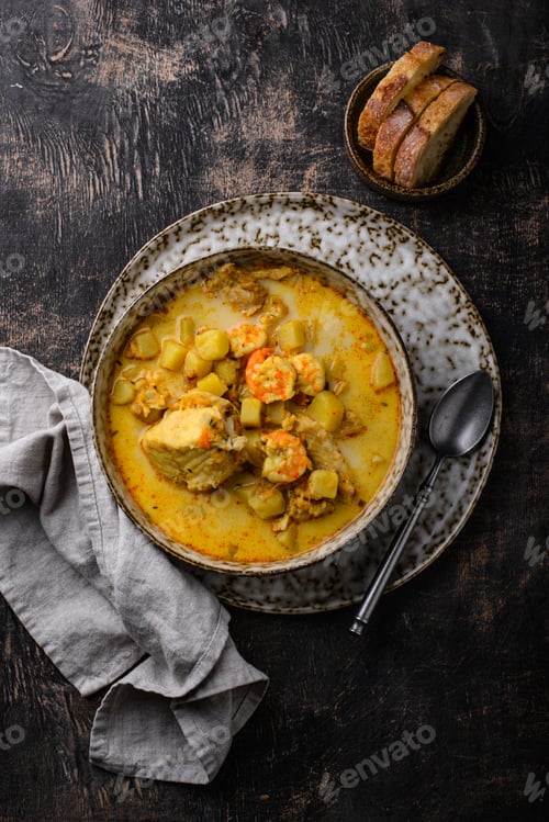 Preview: Icelandic fish soup with shrimps and curry