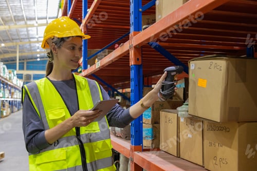 Preview: Store clerks inspect products, warehouses, industrial and logistics supply chains.
