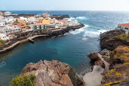 Preview: Aerial view of the town of Tamaduste located on the coast of the island of El Hierro
