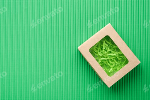 Preview: Green Friday backgrounds mock up. Sale Tag on green background. Paper shopping boxes and green tag.