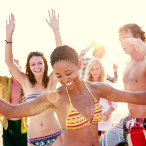Preview: Beach Dancing Party Vacation Bikini Cheerful Concept