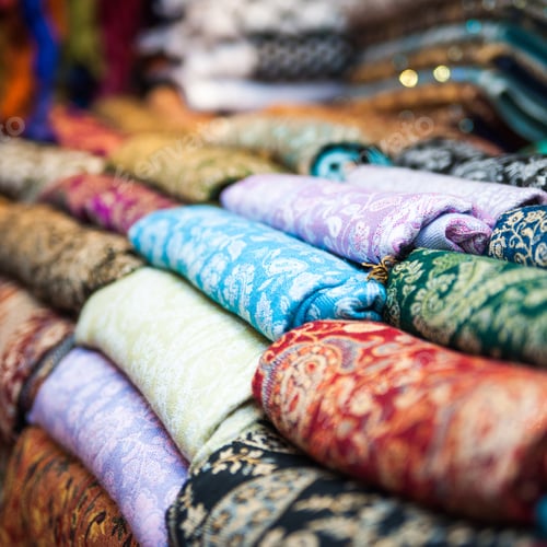 Preview: Colorful Selection of Scarves in an Urban Market