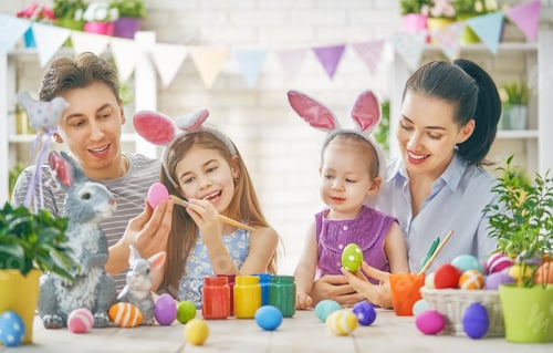 Preview: family are painting eggs