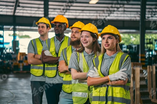 Preview: industrial occupation team working in storage warehouse, business in logistic storehouse factory