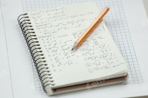 Preview: Math formulas are written in pencil on a piece of paper, math pr