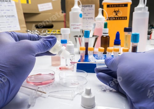 Preview: Specialized criminalistic police performs hematological analysis