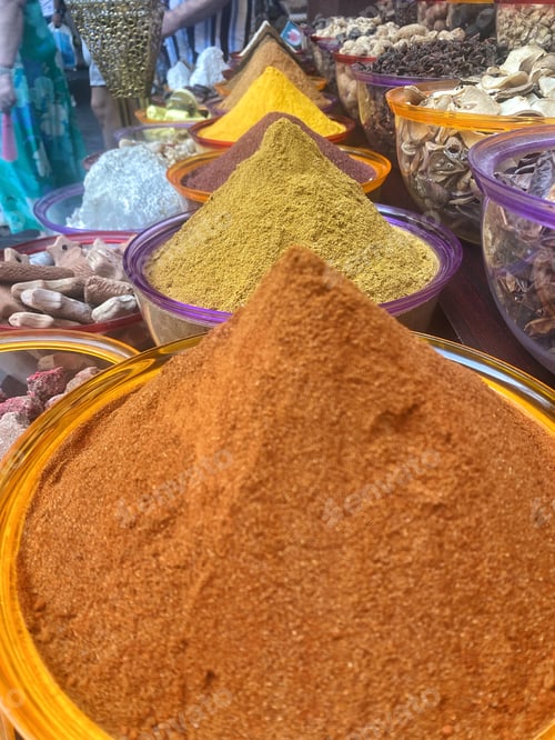 Preview: Piles of healthy spices at a local Middle East spice market