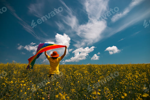 Preview: Young woman with LGBT flag.
